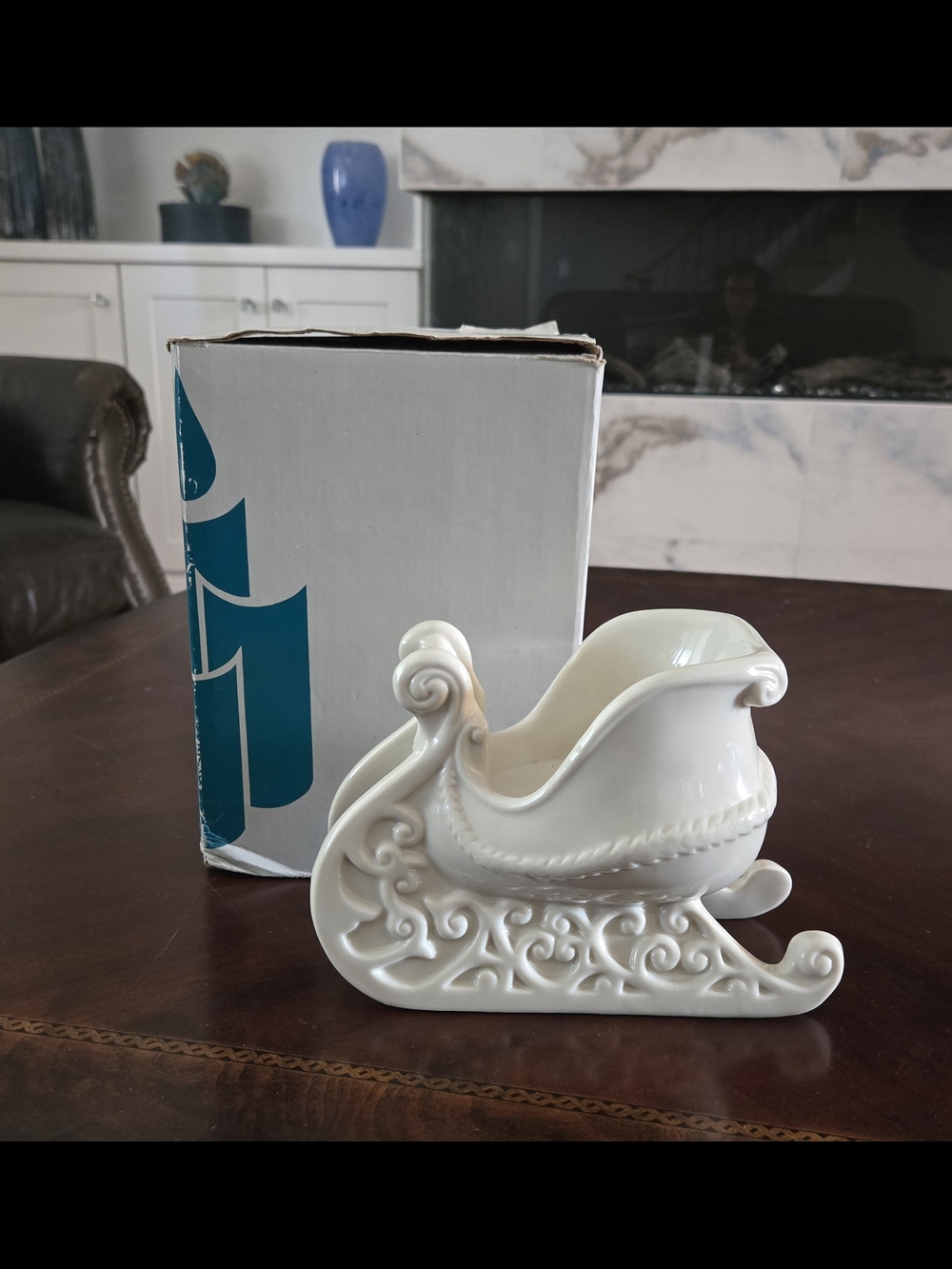 Partylight Porcelain Santa Sleigh Votive / Figurine